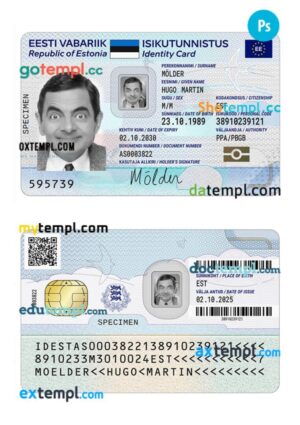 Estonia ID card PSD template, 2025-present
