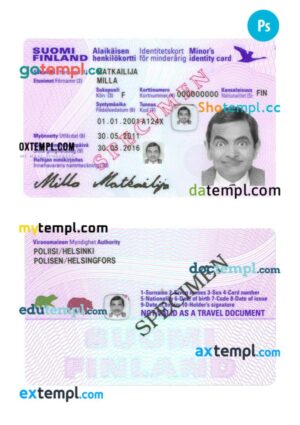 Finland minor's ID card PSD template