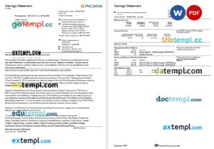 USA PNC Saving statement template in Word and PDF format