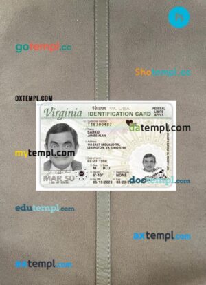 USA Virginia ID card PSD files, scan look and photo-realistic look, 2 in 1, 2023-present