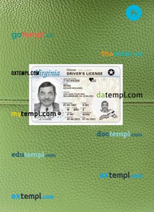 USA Virginia driving license PSD files, scan look and photographed image, 2 in 1, 2023-present