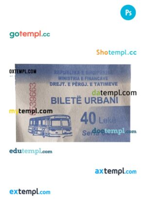 Albania transport ticket card PSD template