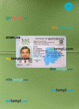 Botswana driving license PSD files, scan look and photographed image, 2 in 1, 2016-present