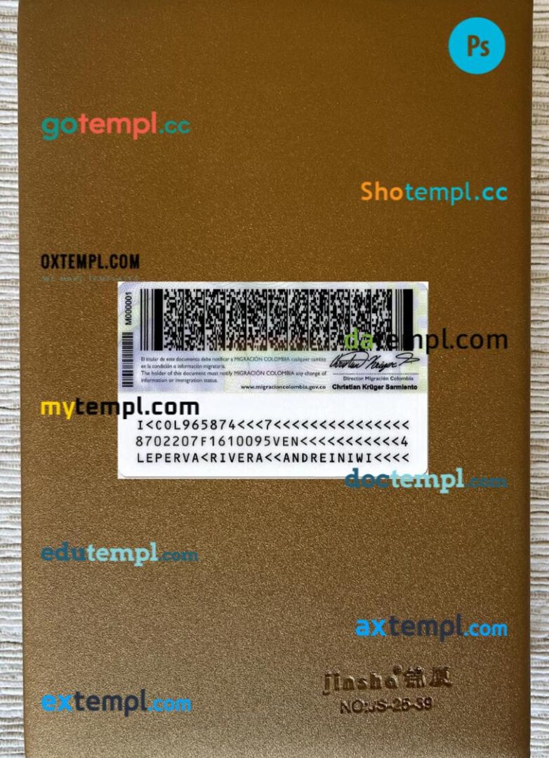 Colombia ID card PSD files, scan look and photo-realistic look, 2 in 1, 2016-present - Image 2