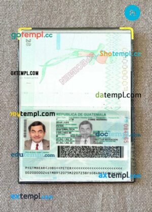 Guatemala passport PSD files with address page, scan and photo-realistic look, 2021-present