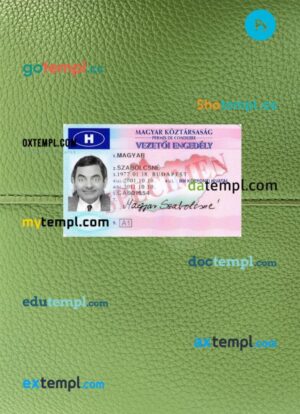 Hungary driving license PSD files, scan look and photographed image, 2 in 1, version 3