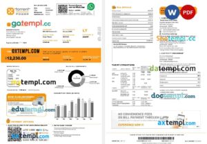 India Torrent Power electricity utility bill in Word and PDF format
