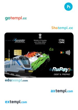 India transport card PSD template