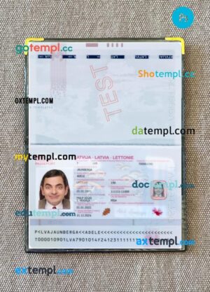 Latvia passport PSD files with address page, scan and photo-realistic look, 2022-present