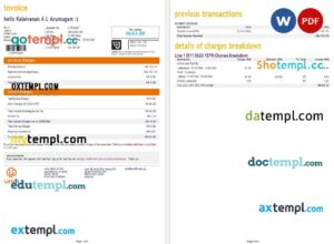 Malaysia Telekom Malaysia (Unifi) telecom utility bill in Word and PDF format