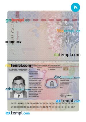 Poland passport PSD template, 2023-present