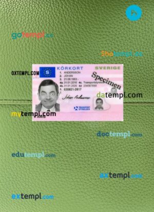 Sweden driving license PSD files, scan look and photographed image, 2 in 1, 2016-present