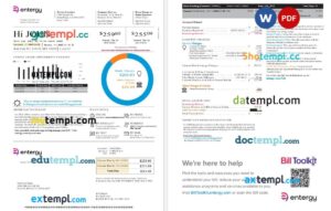 USA Entergy Louisiana, LLC electric utility bill in Word and PDF format