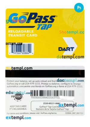 USA Texas transport card PSD template