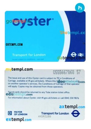 United Kingdom transport card PSD template