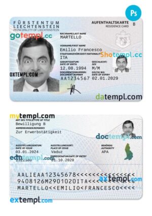 Liechtenstein residence permit PSD example