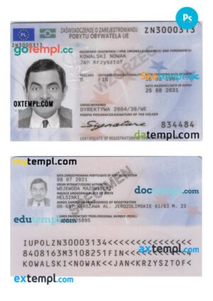 Poland residence permit PSD example, 2021-present