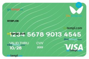 Estonia Wallester Bank visa card template in PSD format