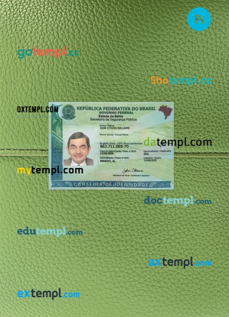 Brazil new ID card PSD files, scan look and photo-realistic look, 2 in 1