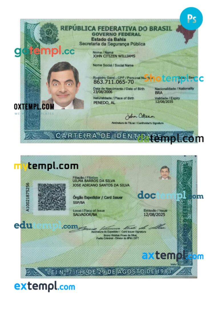 Brazil new ID card PSD template