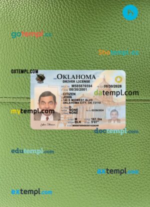 USA Oklahoma driving license PSD files, scan look and photographed image, 2 in 1, 2024-present