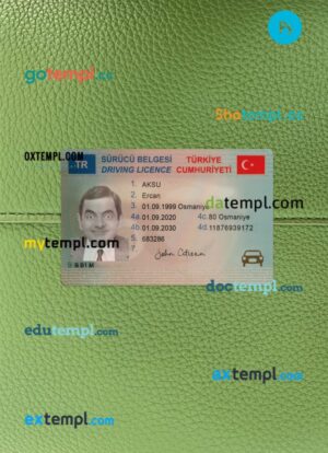 Turkey driving license PSD files, scan look and photographed image, 2 in 1, 2020-present